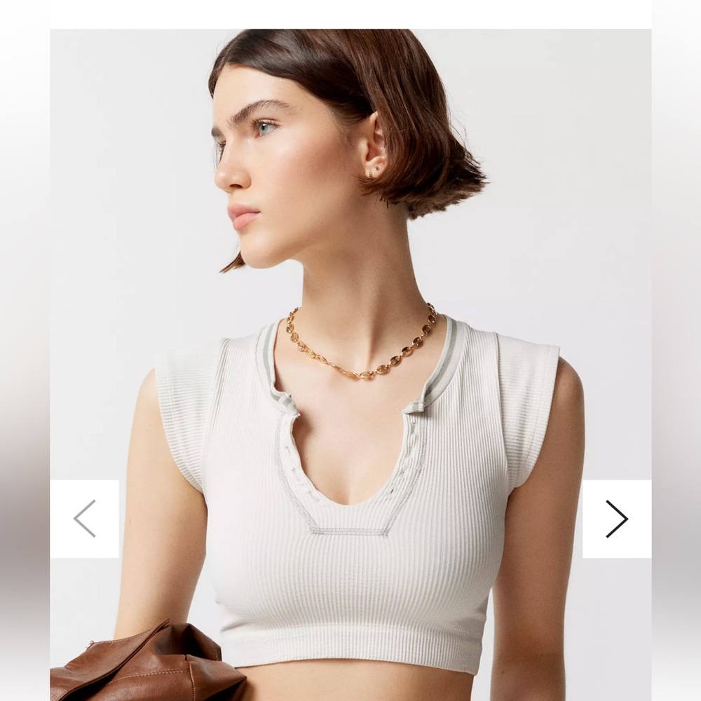 Urban Outfitters Out from Under Go for Gold Cream Ribbed Crop Top